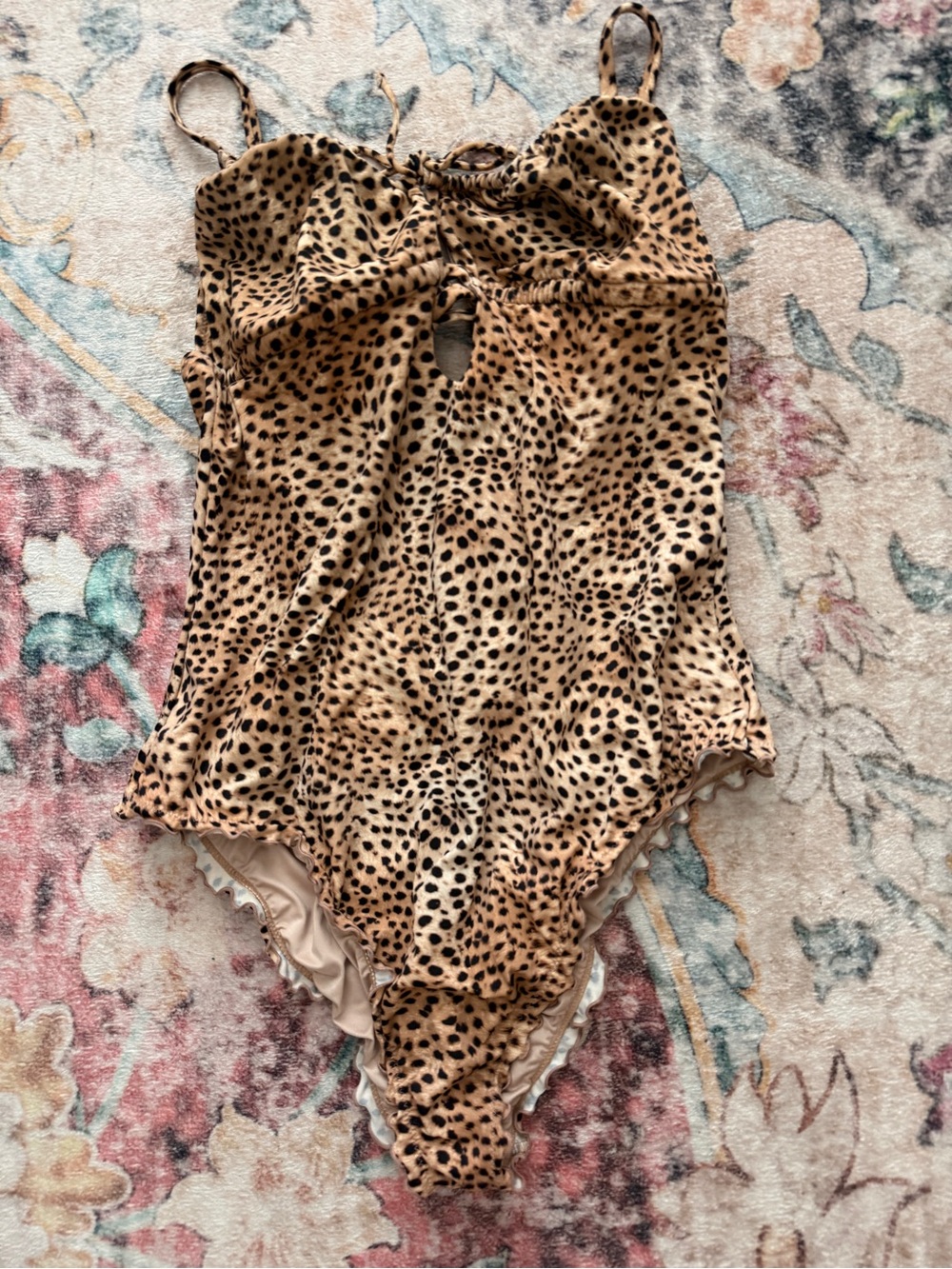 Leopard Print One-Piece Swimsuit - Tan